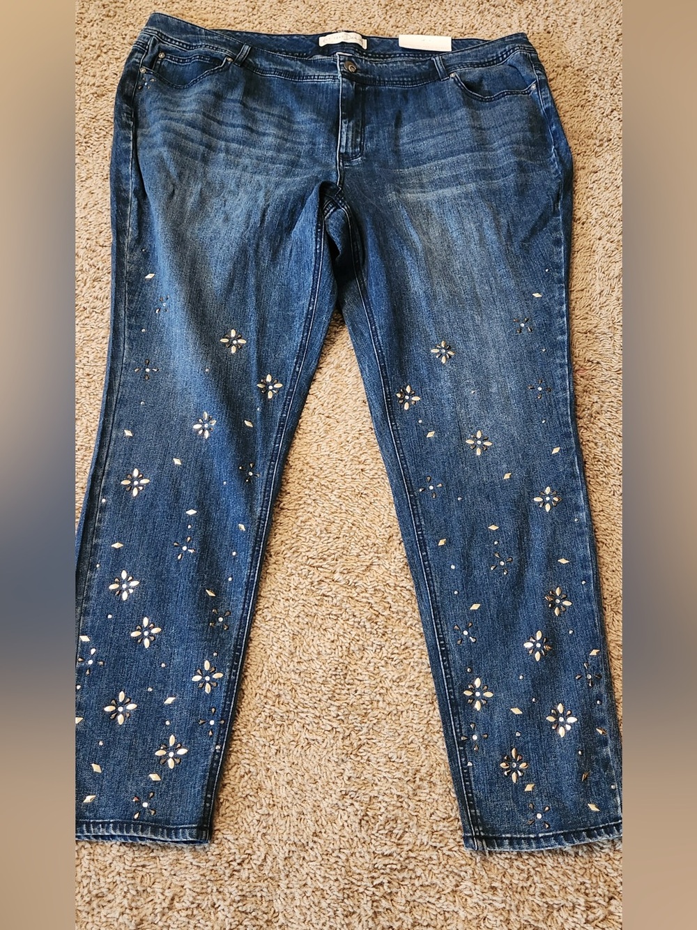 Embellished Dark Blue  Curvy Women’s Jeans